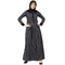 Black And White Striped Abaya With Baby Collar