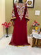 Maroon Aari/Stone & Lace Work stitched Georgette Designed Morroco Kaftan Wedding Wear