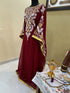 Maroon Georgette Moroccan Party Wear Kaftan