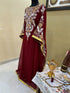 Maroon Aari/Stone & Lace Work stitched Georgette Designed Morroco Kaftan Wedding Wear