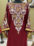 Maroon Aari/Stone & Lace Work stitched Georgette Designed Morroco Kaftan Wedding Wear