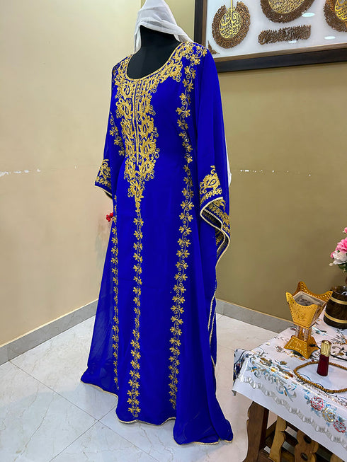 Royal Blue Morroccan Embroidered Islamic Kaftan