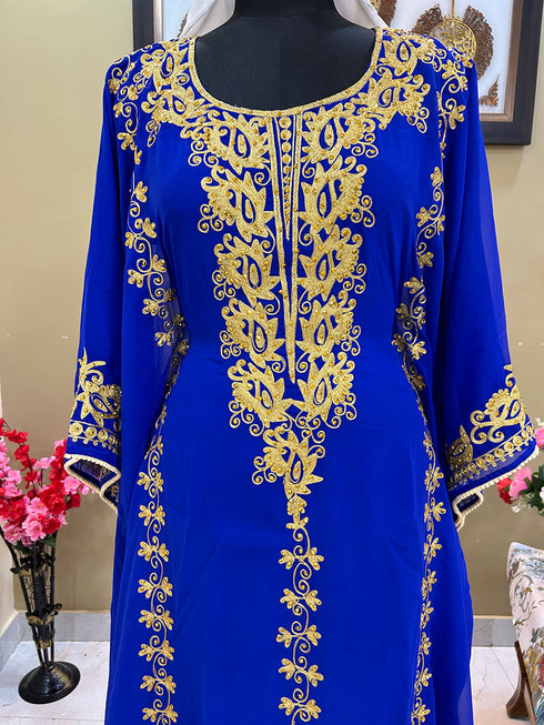 Royal Blue Morroccan Embroidered Islamic Kaftan
