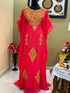 Luxurious Peach Kaftan Gown with Handcrafted Zari & Stone Work | Fitted Wedding & Event Dress