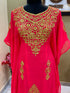 Luxurious Peach Kaftan Gown with Handcrafted Zari & Stone Work | Fitted Wedding & Event Dress