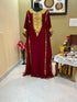 Sale Royal Moroccan Dubai Maroon Kaftan Abaya Evening Islamic Abaya Caftan Aari Stone Work Dress