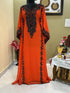 Orange Aari & Stone Work stitched Georgette Designed Kaftan Wedding Wear