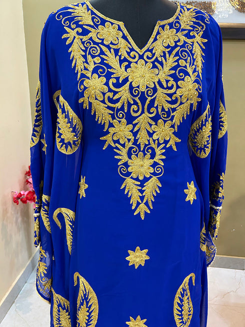 Sale Royal Blue Moroccan Dubai Maroon Kaftan Abaya Evening Islamic Abaya Caftan Aari Stone Work Dress