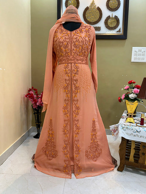 Peach Party Wear Kaftan for Women