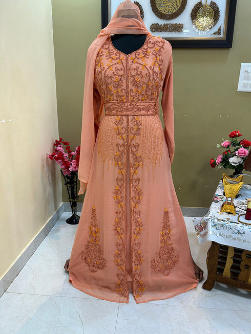 Peach Party Wear Kaftan for Women