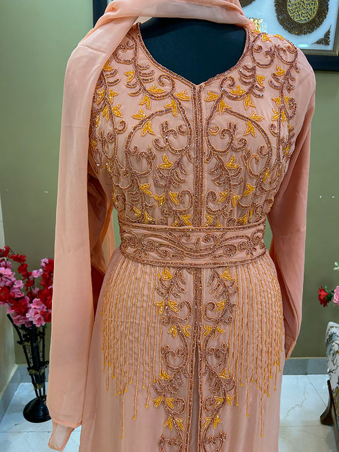 Peach Party Wear Kaftan for Women