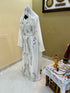 Stunning White Wedding Kaftan with Silver Bead Work
