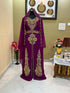 Sale!! Royal Dubai Beaded Wine Kaftan Arabian Plus Size Abaya Party Wear African Clothing Crystal Fancy Work Dress