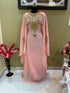 Peach Georgette Kaftan With Beads Embroidery