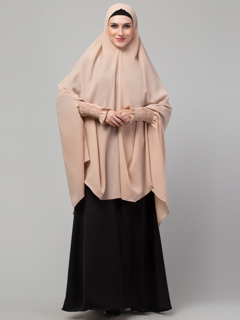 Nazneen Skin stretchable smoking at wrist knee length Jilbab cum prayer khimar Hijab