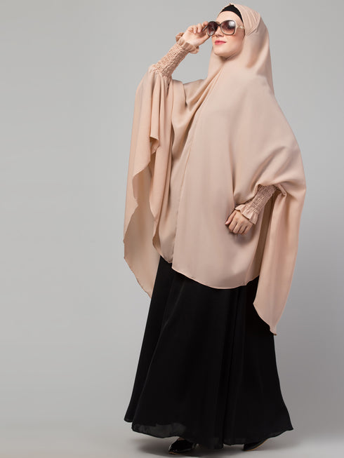 Nazneen Skin stretchable smoking at wrist knee length Jilbab cum prayer khimar Hijab