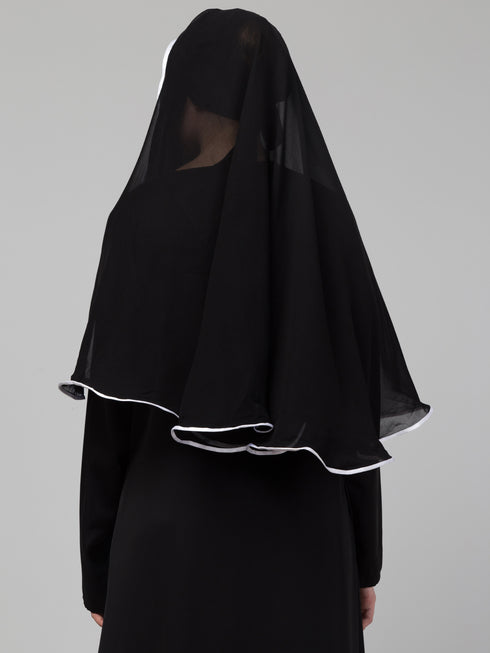 Nazneen Butterfly hijab cum nose piece with White Satin tape