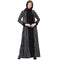 Being Traditional Abaya – Double Layered, Striped Pattern Full Sleeve, Crepe Black