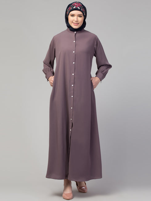 Front open Band Colar & cuff Daily wear casual Abaya