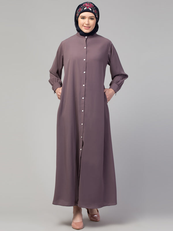 Front open Band Colar & cuff Daily wear casual Abaya