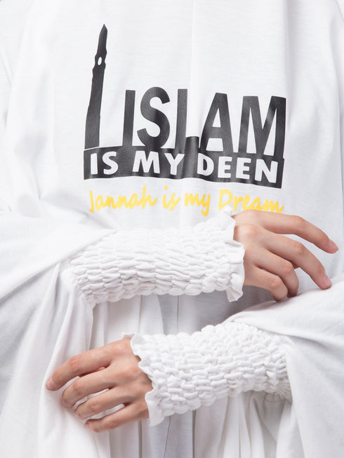 nazneen islamic calligraphy khimar hijab - white