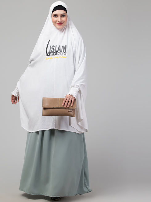 nazneen islamic calligraphy khimar hijab - white