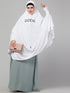 Nazneen Islamic Calligraphy printed stretchable Jersey smoking at sleeve Jilbab cum prayer khimar Hijab