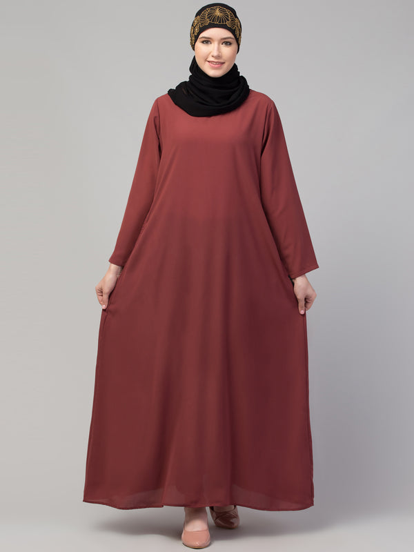 Flare daily wear basic Rust Casual Abaya