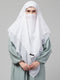 Nazneen White Triangle tow layers tie at back Ready to wear Hijab cum Naqab