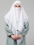 Nazneen White Triangle tow layers tie at back Ready to wear Hijab cum Naqab