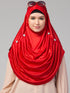 janab e aala red pleated crystal hijab