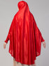 nazneen slip-on khimar - red polyester, full sleeve, solid design