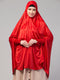 nazneen slip-on khimar - red polyester, full sleeve, solid design