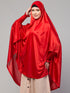 nazneen slip-on khimar - red polyester, full sleeve, solid design