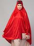 nazneen slip-on khimar - red polyester, full sleeve, solid design
