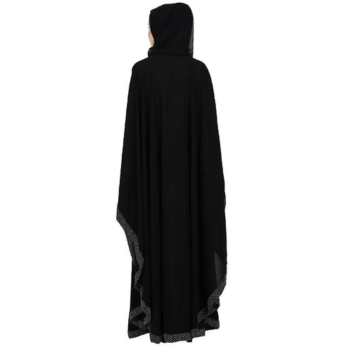 Black Nida Plain Embellished Kaftan Pochampally