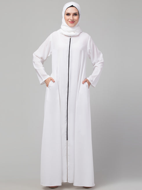 White Nida Casual Plain Abaya