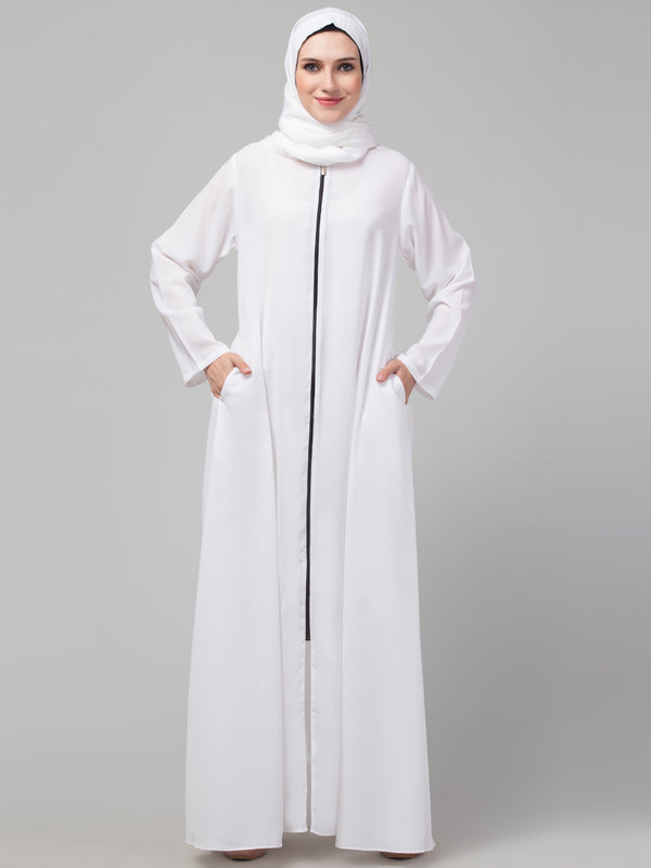 White Nida Casual Plain Abaya