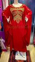 Red Zari Stone Work Georgette Islamic Style Beads Embedded Partywear Kaftan Evening wear Dubai kaftan Abaya Jilbab