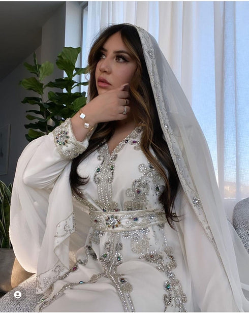 Luxurious Red Kaftan Gown with Gold Zari Embroidery | Wedding & Formal Event Wear