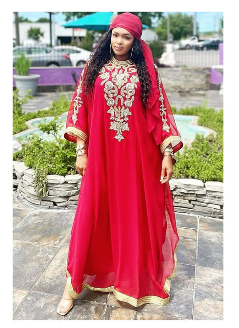Eid Collection Dubai Beaded Kaftan Arabian Plus Size Abaya Party Fancy Dresses African Clothing Butterfly stylish