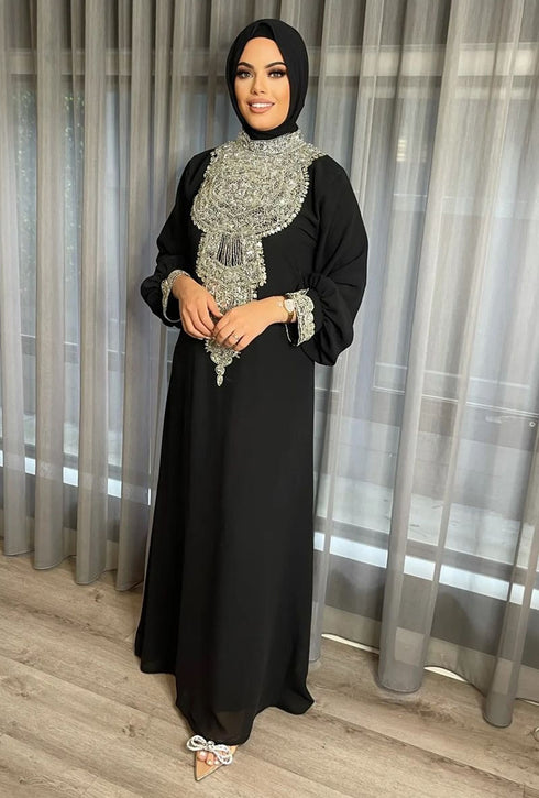 Sale New Royal Dubai Beaded Kaftan Abaya Party Fancy African Clothing Crystal Fancy Work New Collection Dress