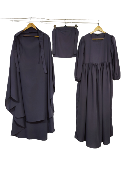 Nazneen 3 pcs set of Abaya Khimer and Nose piece