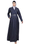 Blue Denim Women’s Cotton Front Open Abaya Dress for EID
