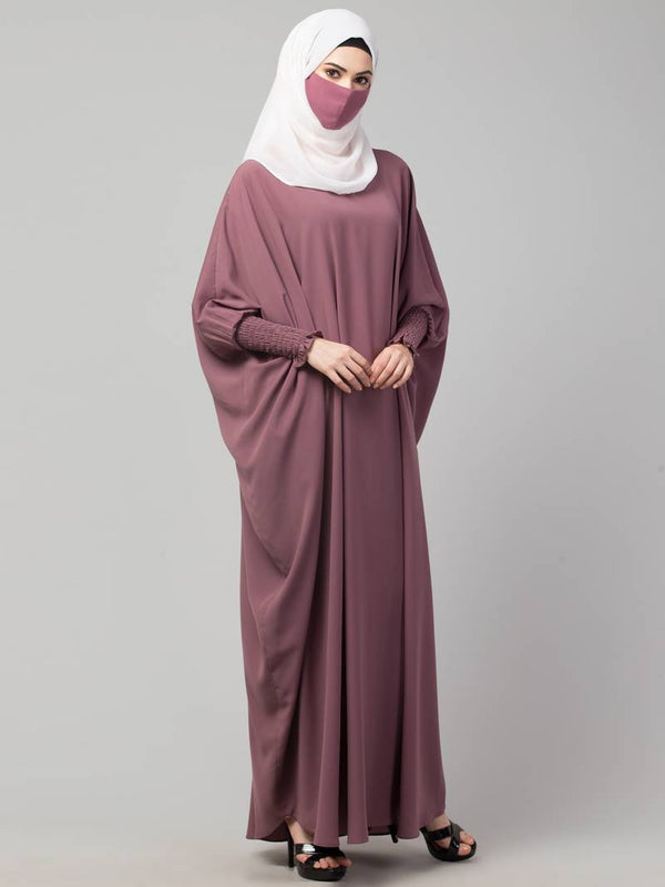 Arfeenz Lifestyle Abaya Kaftan Smocking Sleeves Pink