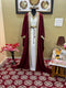 Maroon Georgette Kaftan with Golden Embroidery