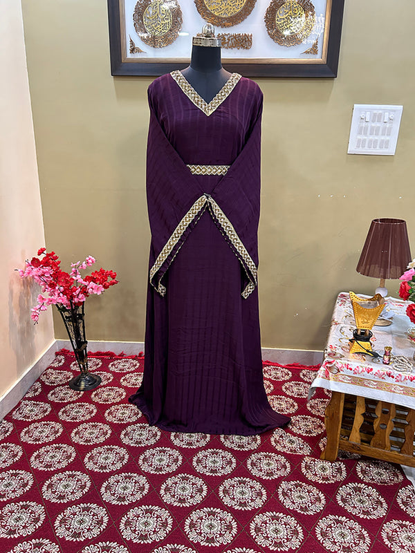Purple Handcrafted Zari work Stitched Georgette Kaftan Party Wedding Dresses