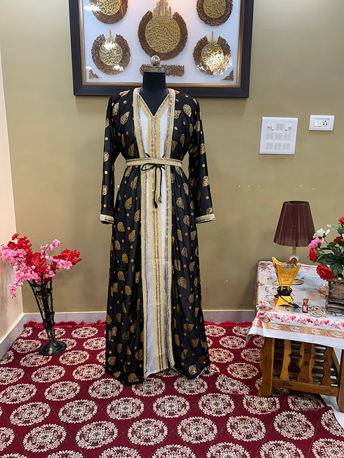 Black Handcrafted Zari work Stitched Georgette Kaftan Party Wedding Dresses
