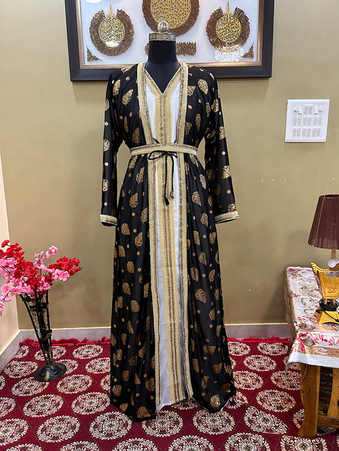 Black Handcrafted Zari work Stitched Georgette Kaftan Party Wedding Dresses