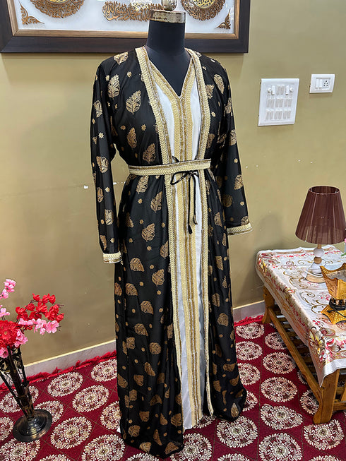 Black Handcrafted Zari work Stitched Georgette Kaftan Party Wedding Dresses